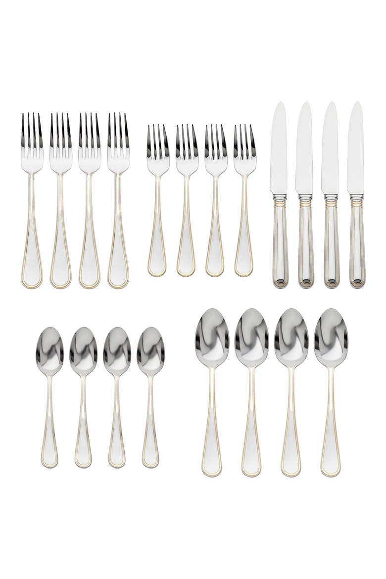 Ascot 20-Piece Flatware Set, Alternate, color, GOLD