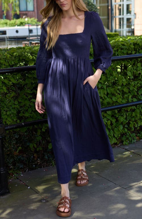 Lily And Lionel Pippa Shirred Bodice Maxi Dress In Blue