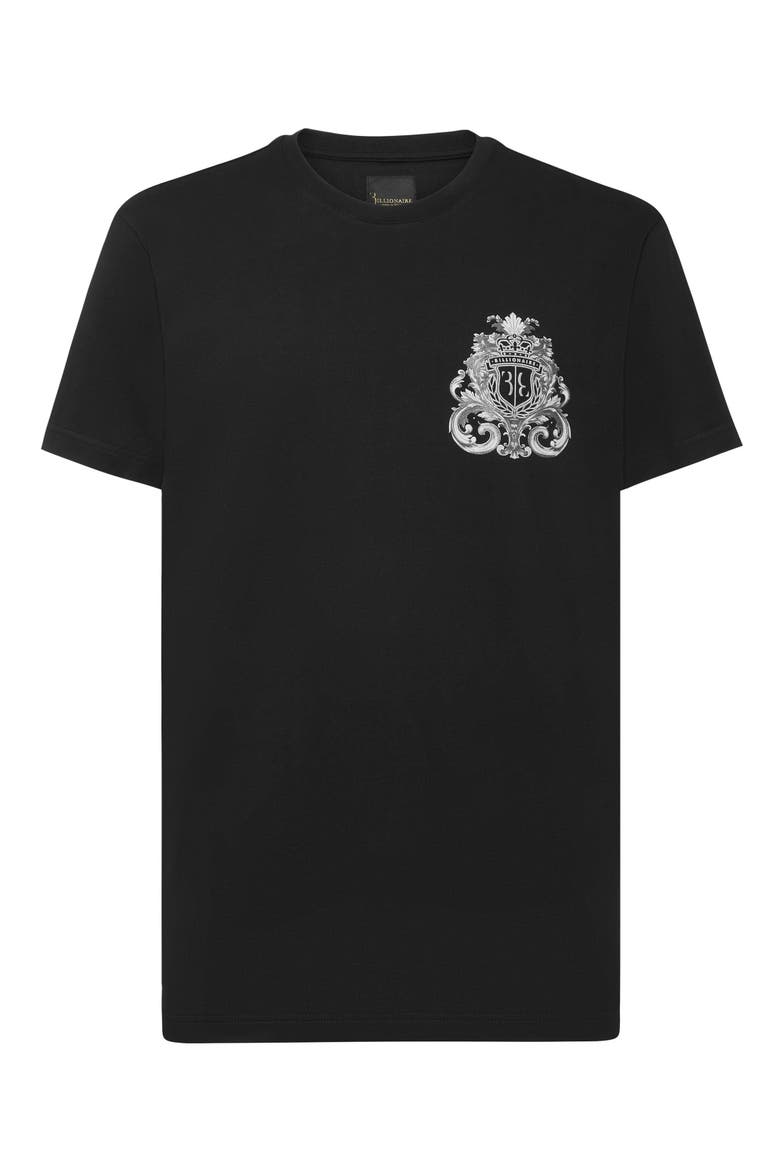 T-Shirt Round Neck Baroque Men, Main, color, black
