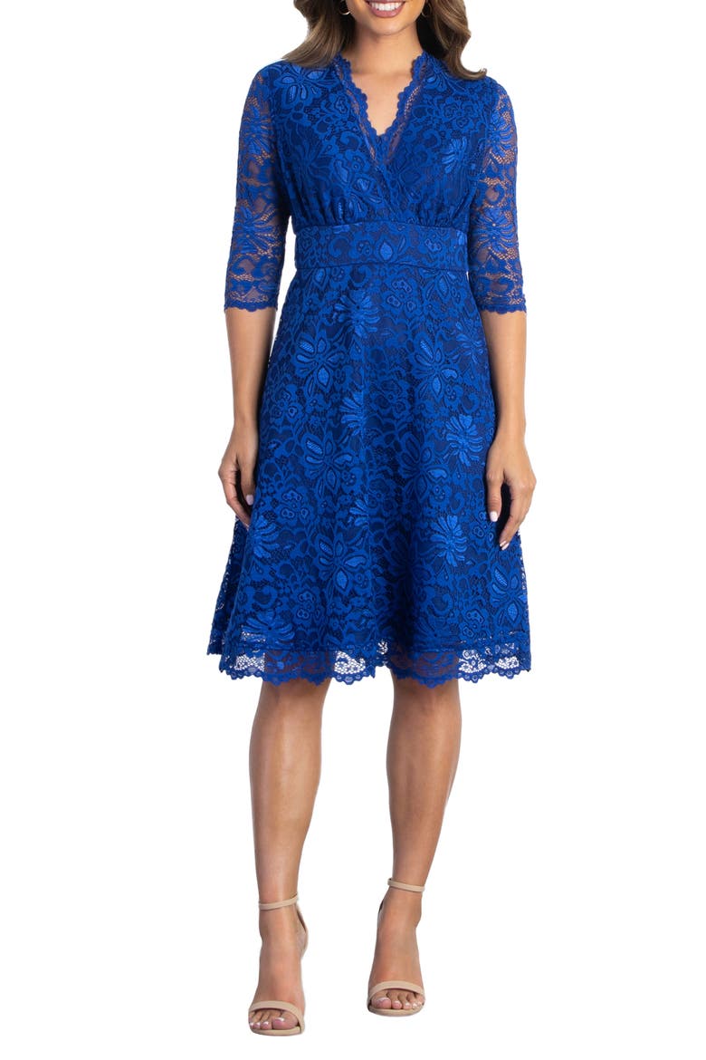 Mademoiselle A-Line Lace Cocktail Dress, Main, color, SAPPHIRE