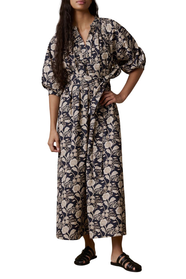 Kaia Coastal Floral Print Poplin Midi Dress, Main, color, AVIGNON FLORAL PRINT