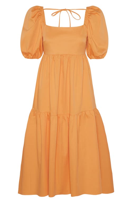 Willow Margot Puff Sleeve Midi Dress In Yellow