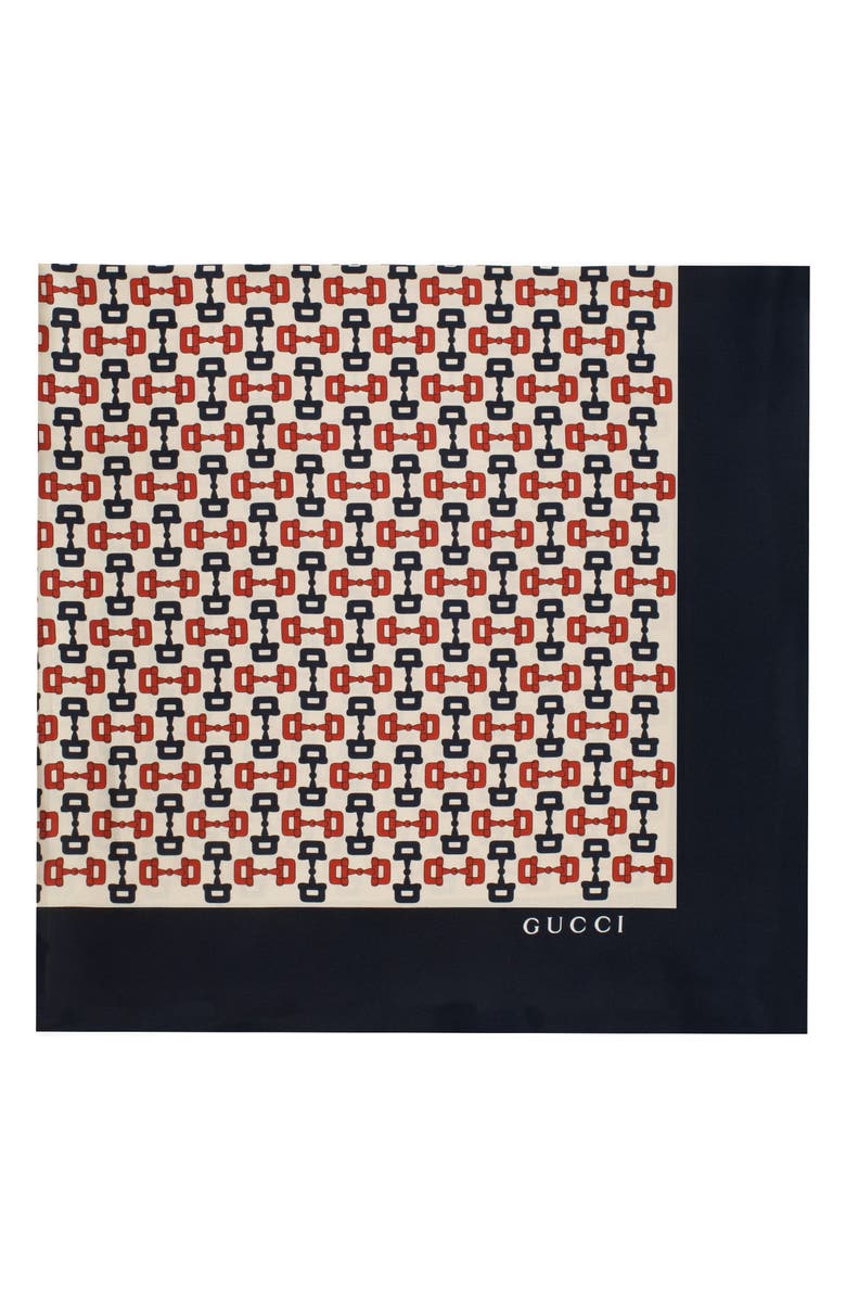 Gucci Horsebit Print Silk Scarf, Alternate, color,