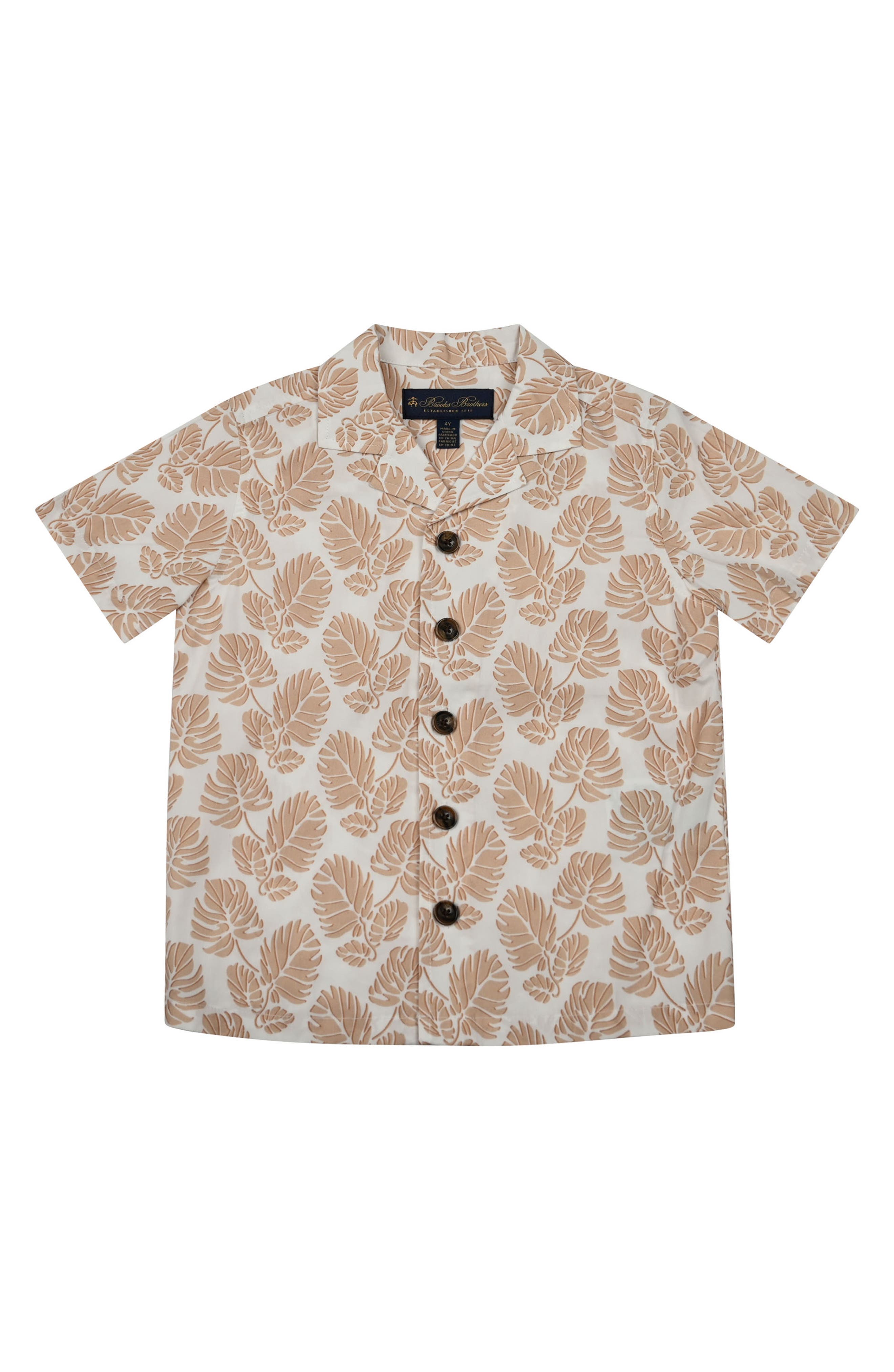 Brooks Brothers Kids' Leaf Print Camp Shirt