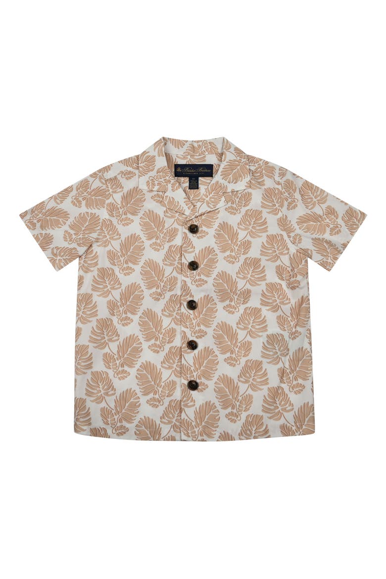 Kids' Leaf Print Camp Shirt, Main, color, SAND