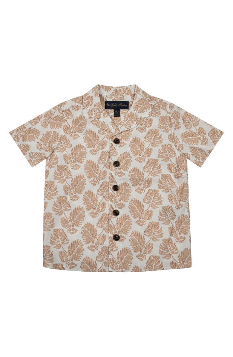 Brooks Brothers Kids' Leaf Print Camp Shirt, Main, color, 