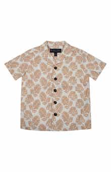 Brooks Brothers Kids' Leaf Print Camp Shirt