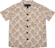 Brooks Brothers Kids' Leaf Print Camp Shirt