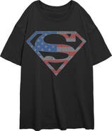 SUPERMAN Junior's Superman Stars and Stripes S Shield  Graphic T-Shirt