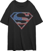 SUPERMAN Junior's Superman Stars and Stripes S Shield  Graphic T-Shirt