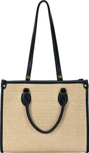 Rachel Zoe Raffia Contrast Tote Bag