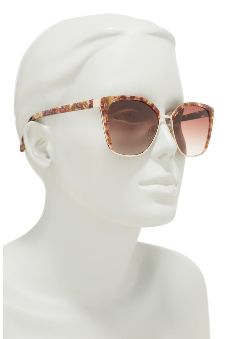 56mm Cat Eye Sunglasses, Alternate, color, PEARL GOLD/ BERRY