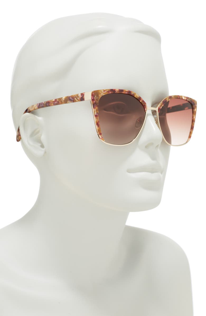 BCBGMAXAZRIA 56mm Cat Eye Sunglasses, Alternate, color, Pearl Gold/ Berry