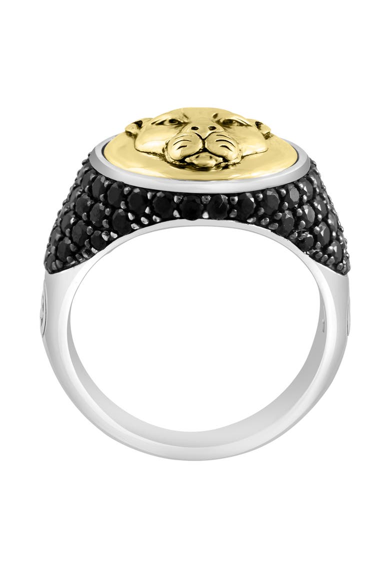 Men's Black Spinel Animal Two-Tone Ring, Alternate, color, BLACK