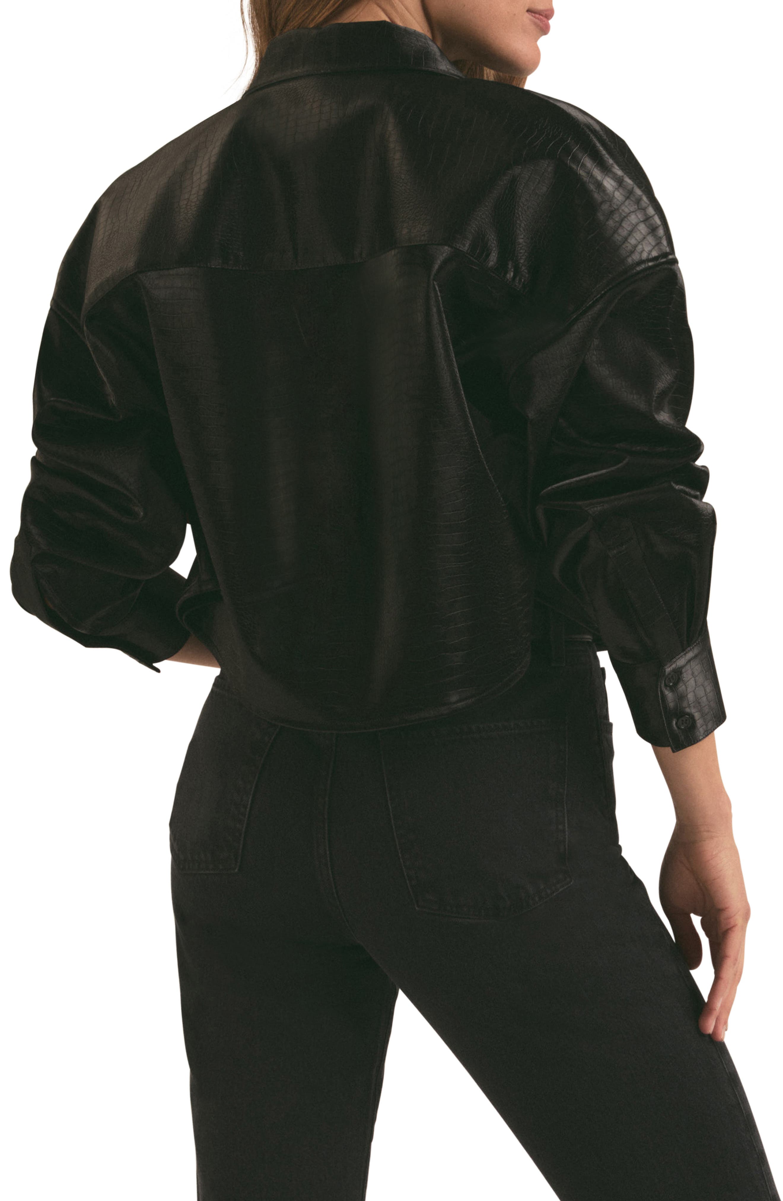 The Crop Oversize Faux Leather Shirt - image 2
