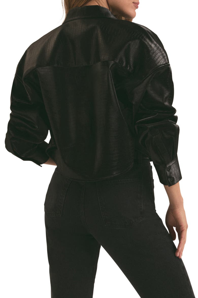 The Crop Oversize Faux Leather Shirt, Alternate, color, SAVANNAH