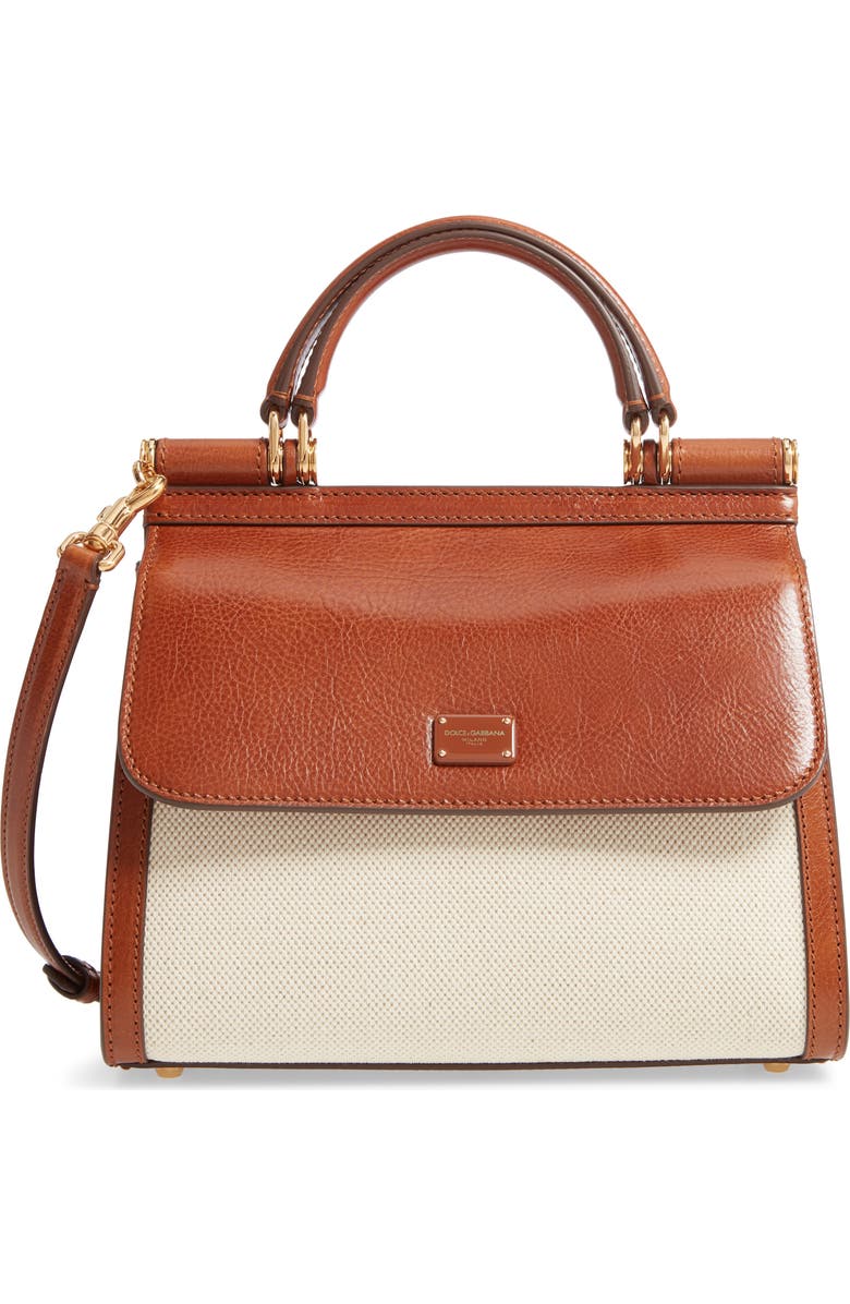 Dolce&Gabbana Sicily 58 Canvas & Leather Satchel, Main, color,
