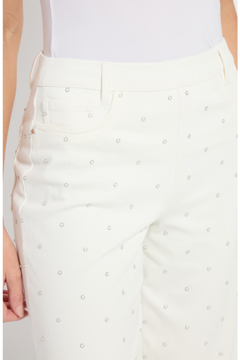 Audrey Embellished Pull-On Crop Wide Leg Knit Jeans, Alternate, color, ECRU WHITE