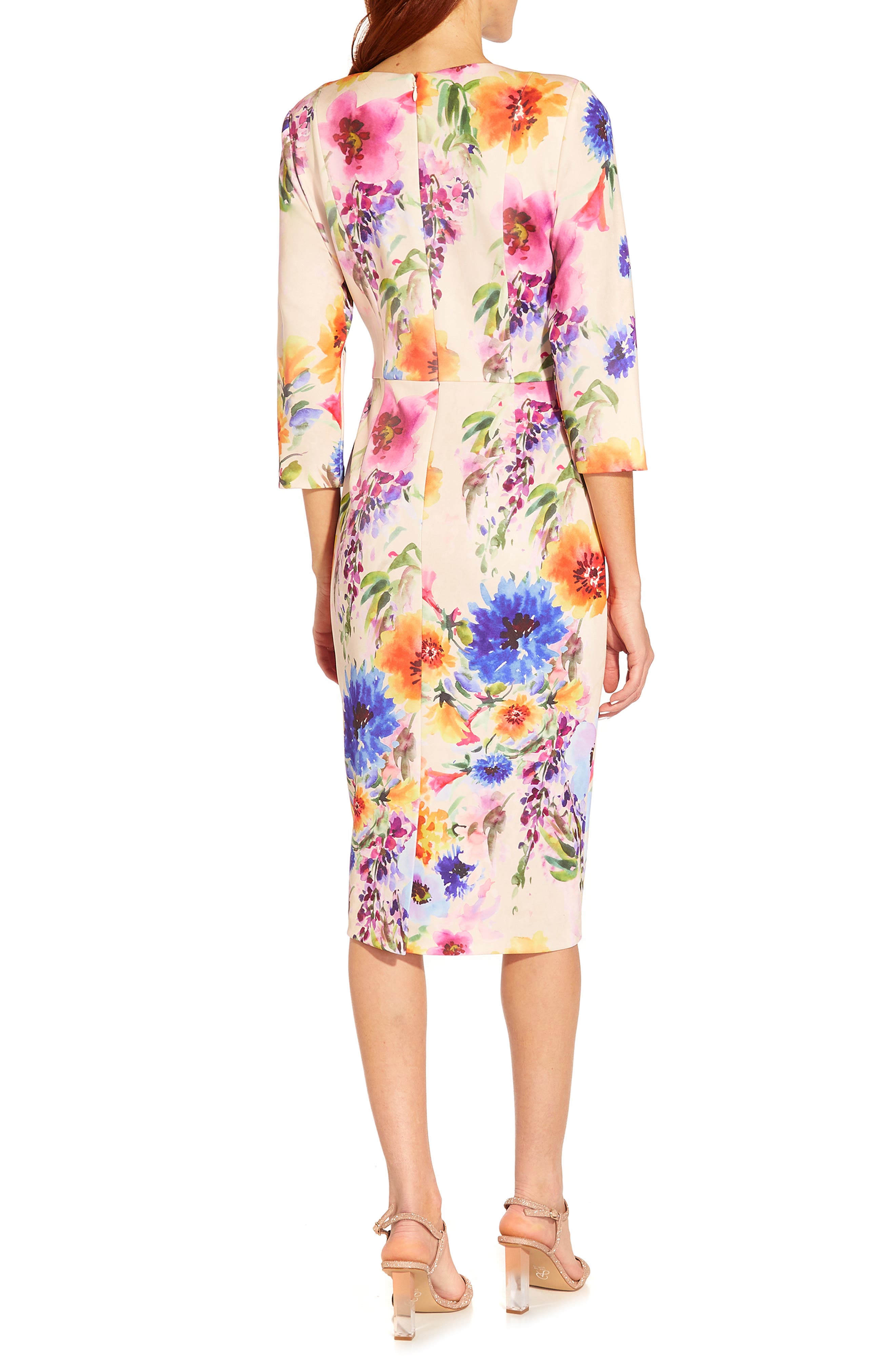 Adrianna Papell Floral Print Tie Front Dress (Women) | Nordstrom