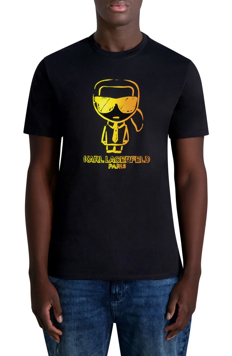 KARL LAGERFELD PARIS Outline Karl Character Cotton Graphic T-Shirt, Main, color,