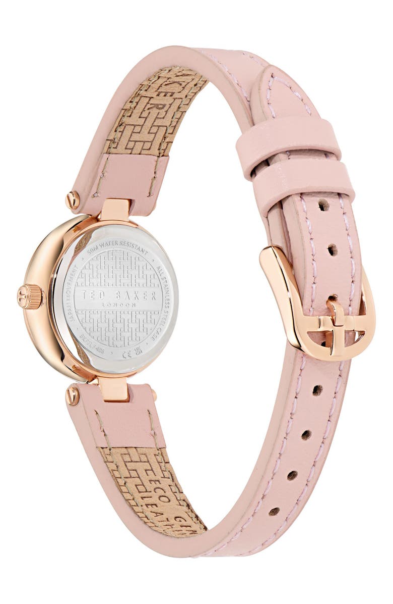 Ted Baker Jolyye Leather Strap Watch, 24mm, Alternate, color, Pink