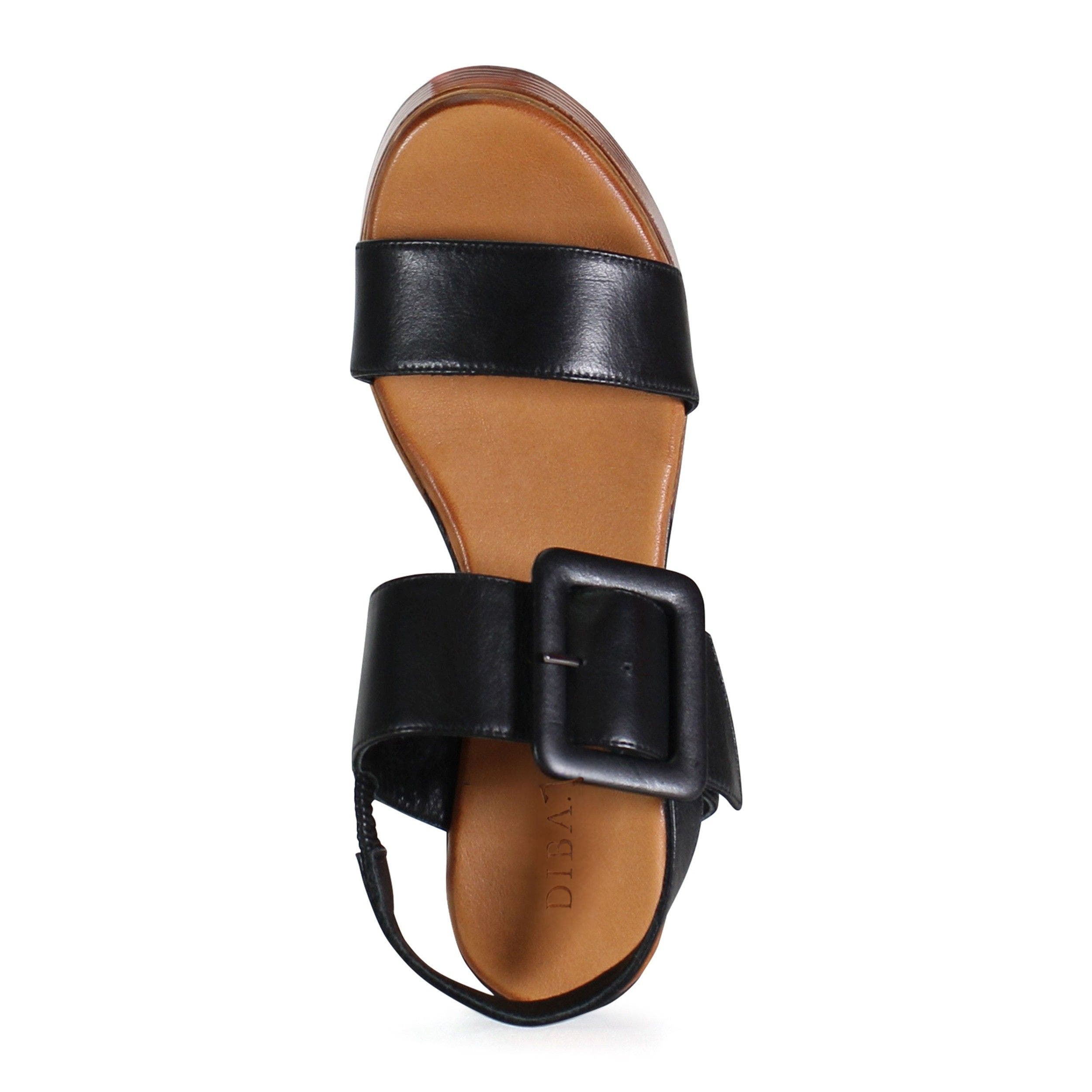 DibaTrue SEEN IT ALL Leather Double Strap, Slingback Wedge, Alternate, color, Black