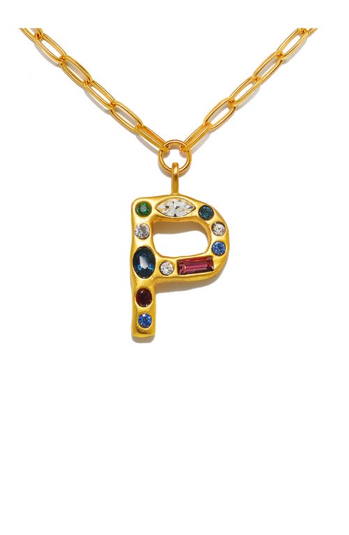 Sequin Emilie Crystal Initial Pendant Necklace In Gold