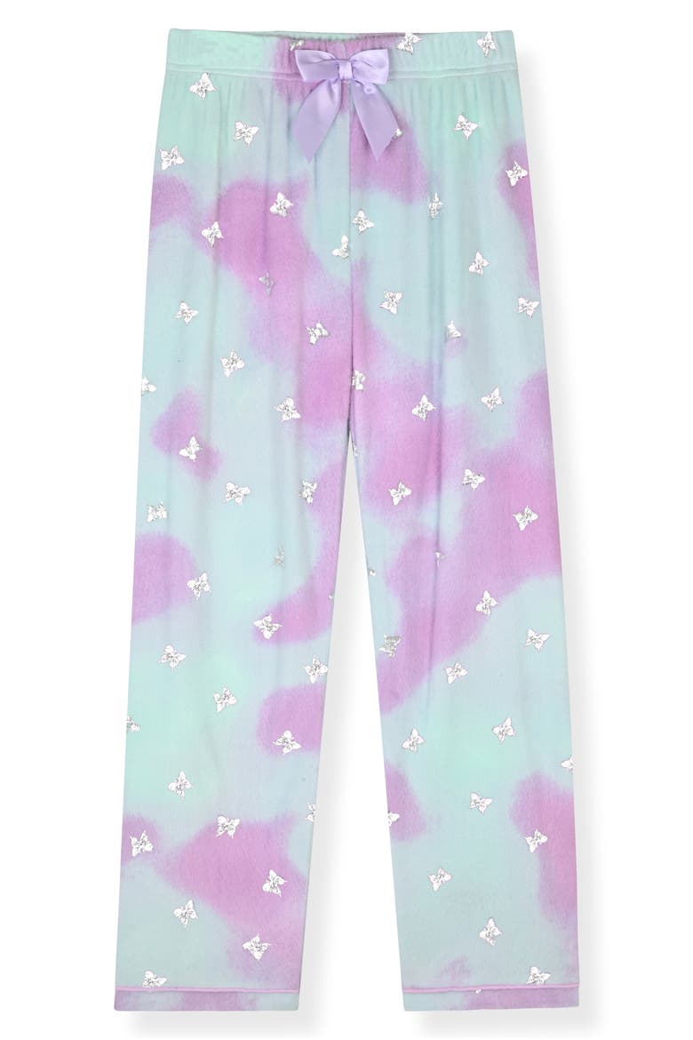 Kids' Butterfly Fleece 3-Piece Pajamas, Alternate, color, PURPLE