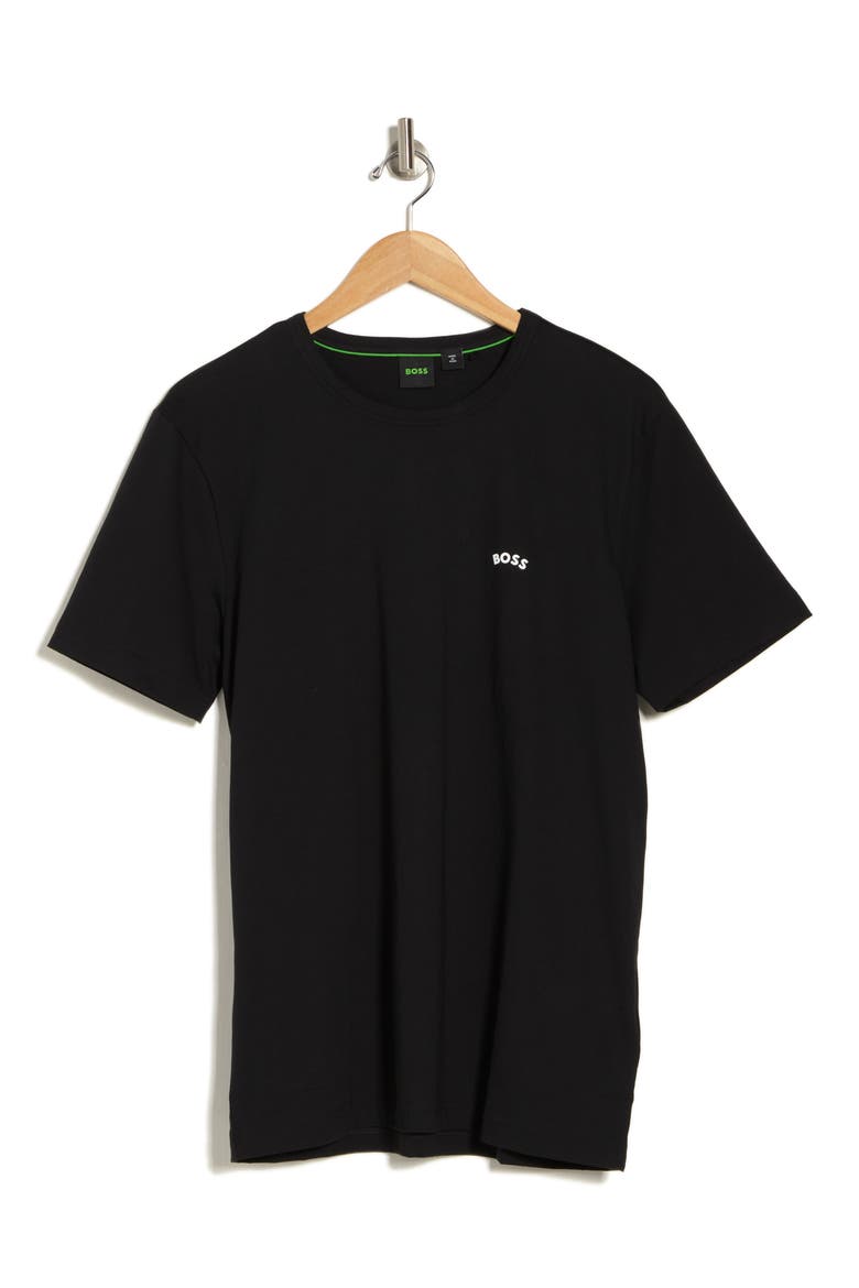 Cotton Curved Logo T-Shirt, Alternate, color, BLACK