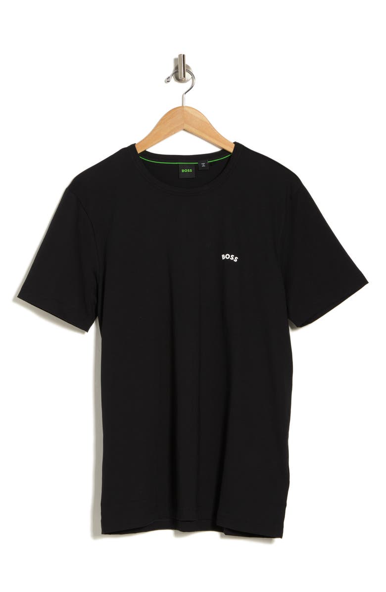 BOSS Cotton Curved Logo T-Shirt, Alternate, color, Black