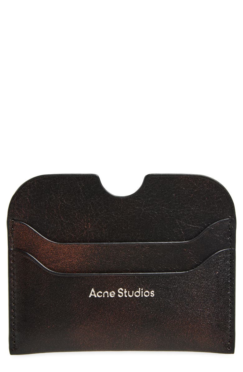 Acne Studios Large Elmas Aged Leather Card Holder, Main, color, Dark Brown
