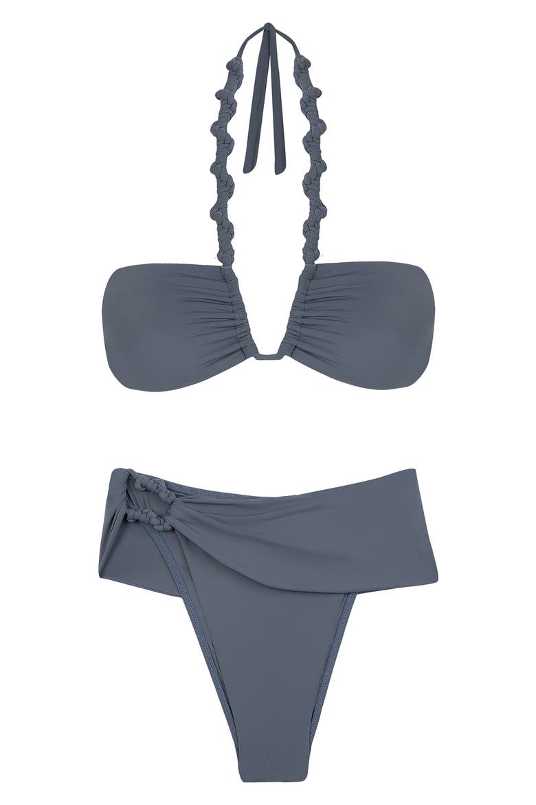 Holly Twisted Foldover Waist Bikini Bottoms, Alternate, color, BLUE