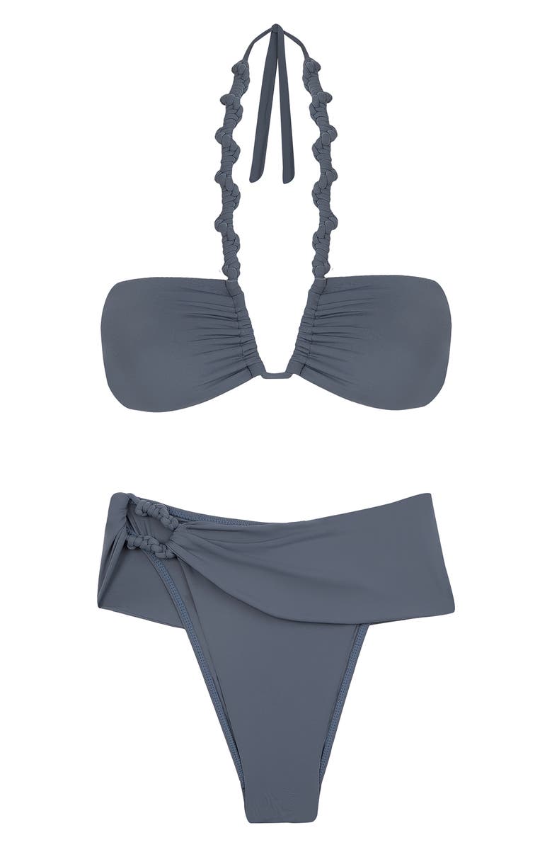 ViX Paula Hermanny Holly Twisted Foldover Waist Bikini Bottoms, Alternate, color, Blue