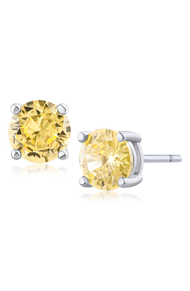CZ by Kenneth Jay Lane Round CZ Stud Earrings, Main, color, Yellow/Silver