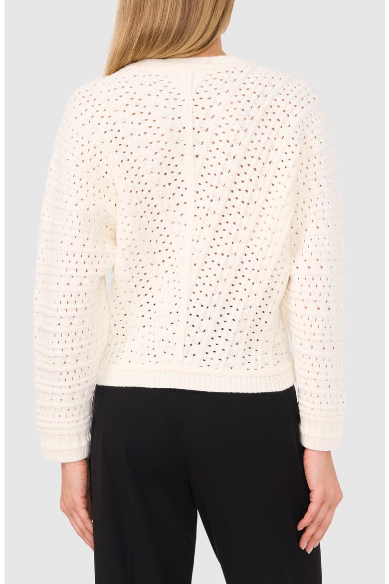 Pointelle Crewneck Sweater, Alternate, color, ANTIQUE WHITE