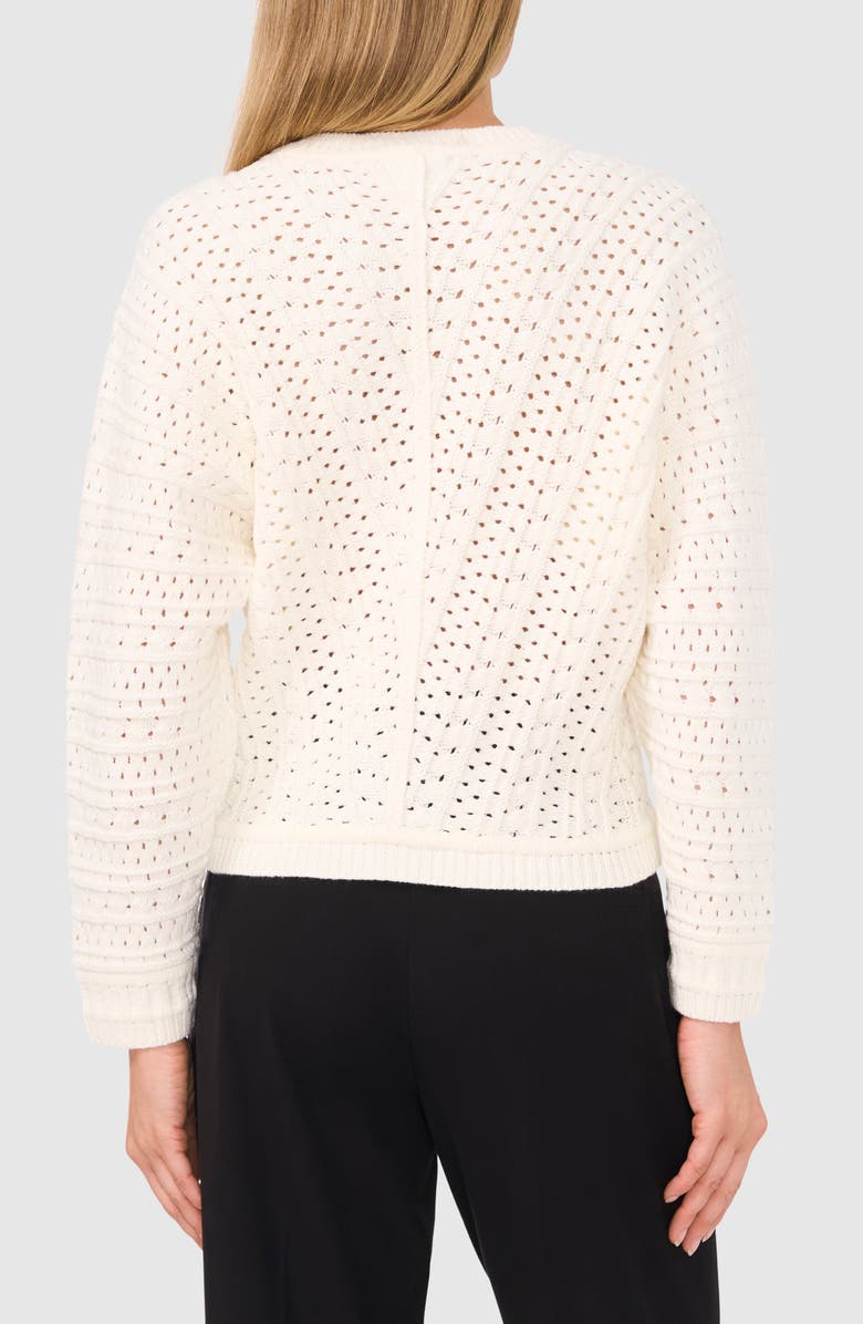 Halogen<sup>®</sup> Pointelle Crewneck Sweater, Alternate, color, Antique White