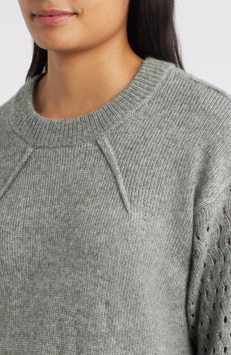 CITY BLUES Open Stitch Sleeve Sweater, Alternate, color, Gray