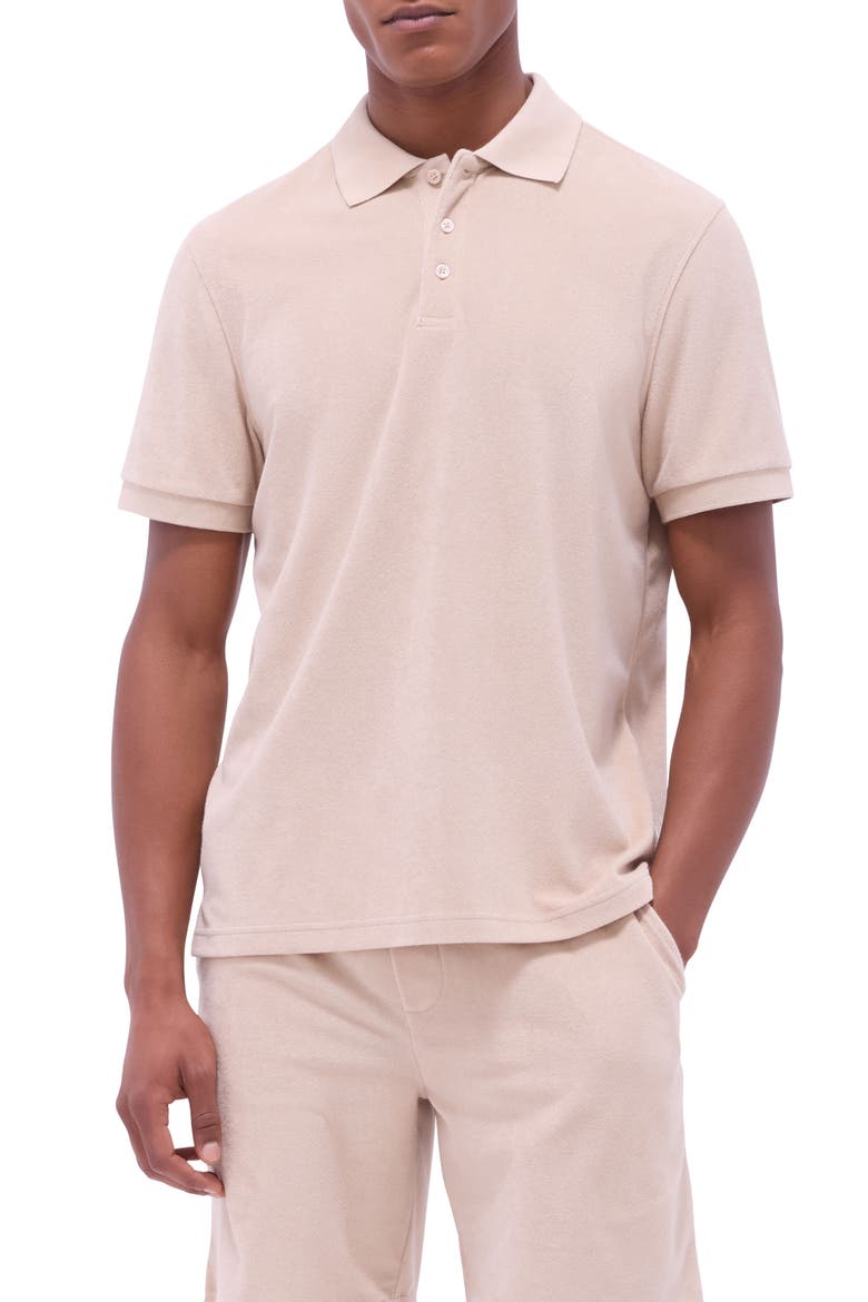 Cotton Blend French Terry Polo, Main, color, SAND