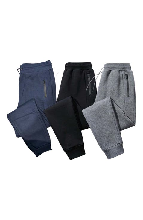 3 Pack Mens Ultra Soft Zipper Joggers