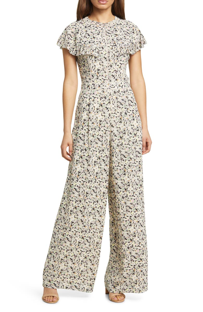 Ted Baker London Briggid Floral Cape Sleeve Jumpsuit, Main, color,