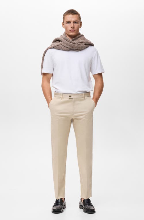 Mango Slim Fit Stretch Cotton Twill Pants In Neutral