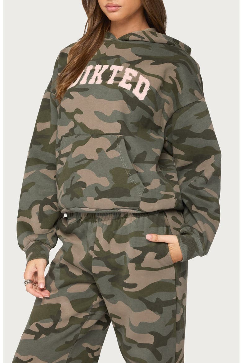 Camo Girl Graphic Hoodie, Alternate, color, OLIVE