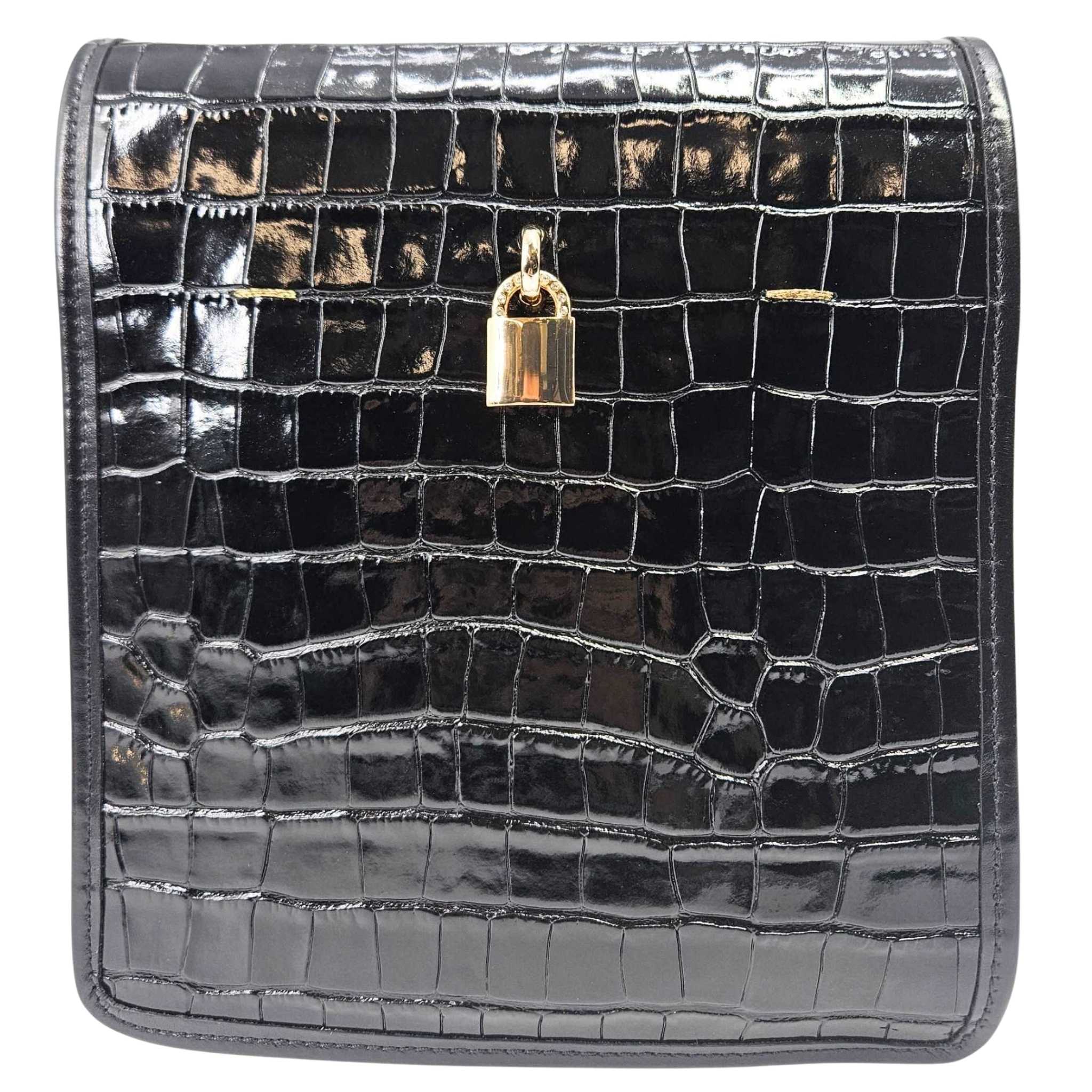 Madison Maison Moc Croc Crossbody Bag, Main, color, Black