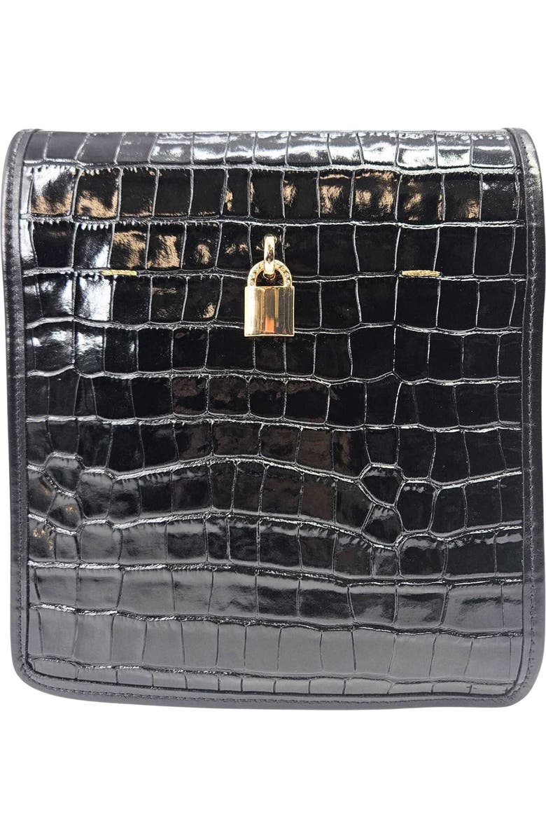 Madison Maison Moc Croc Crossbody Bag, Main, color, Black