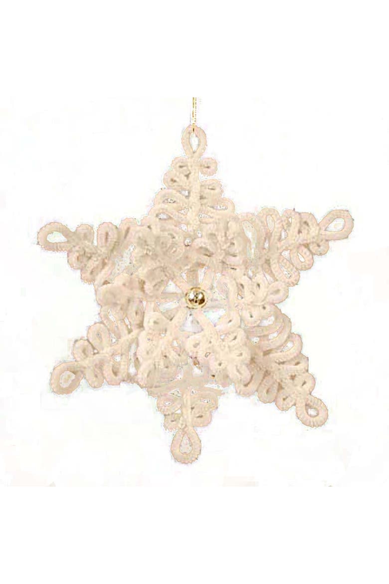 Cream Chenille Snow  Christmas Tree Ornament, Main, color, Off-White