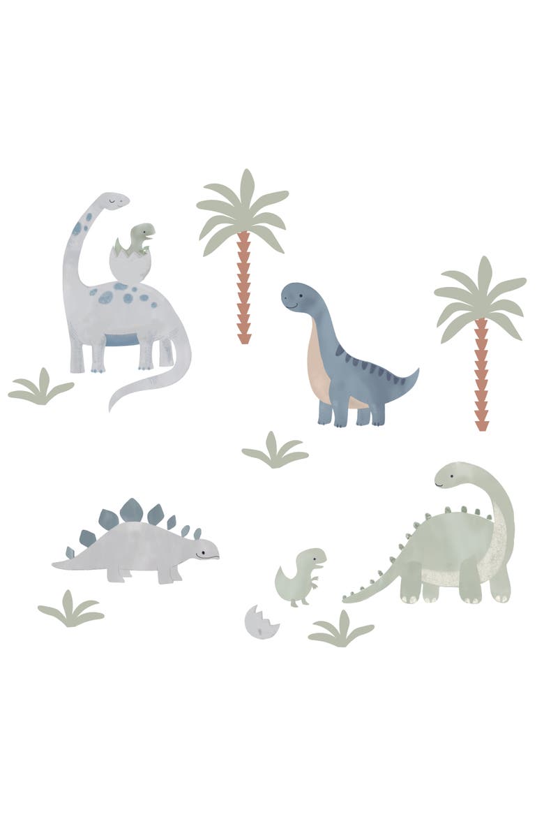Dino-Might Watercolor Dinosaur Theme Wall Decals/Stickers, Main, color, Multicolor