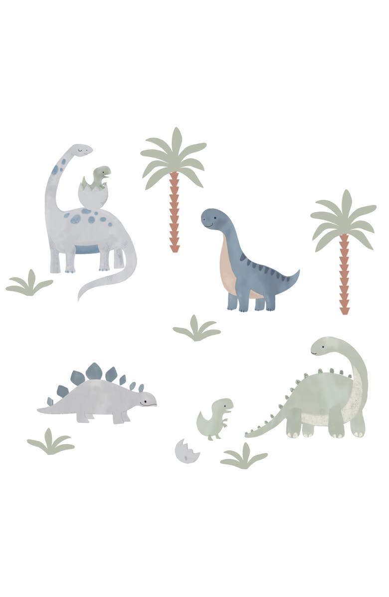 Lambs & Ivy Dino-Might Watercolor Dinosaur Theme Wall Decals/Stickers, Main, color, Multicolor