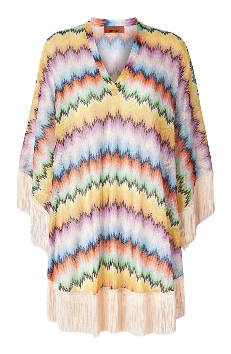 Missoni Short Caftan With Fringes And Gradient Stripe Print, Alternate, color, Multicoloured