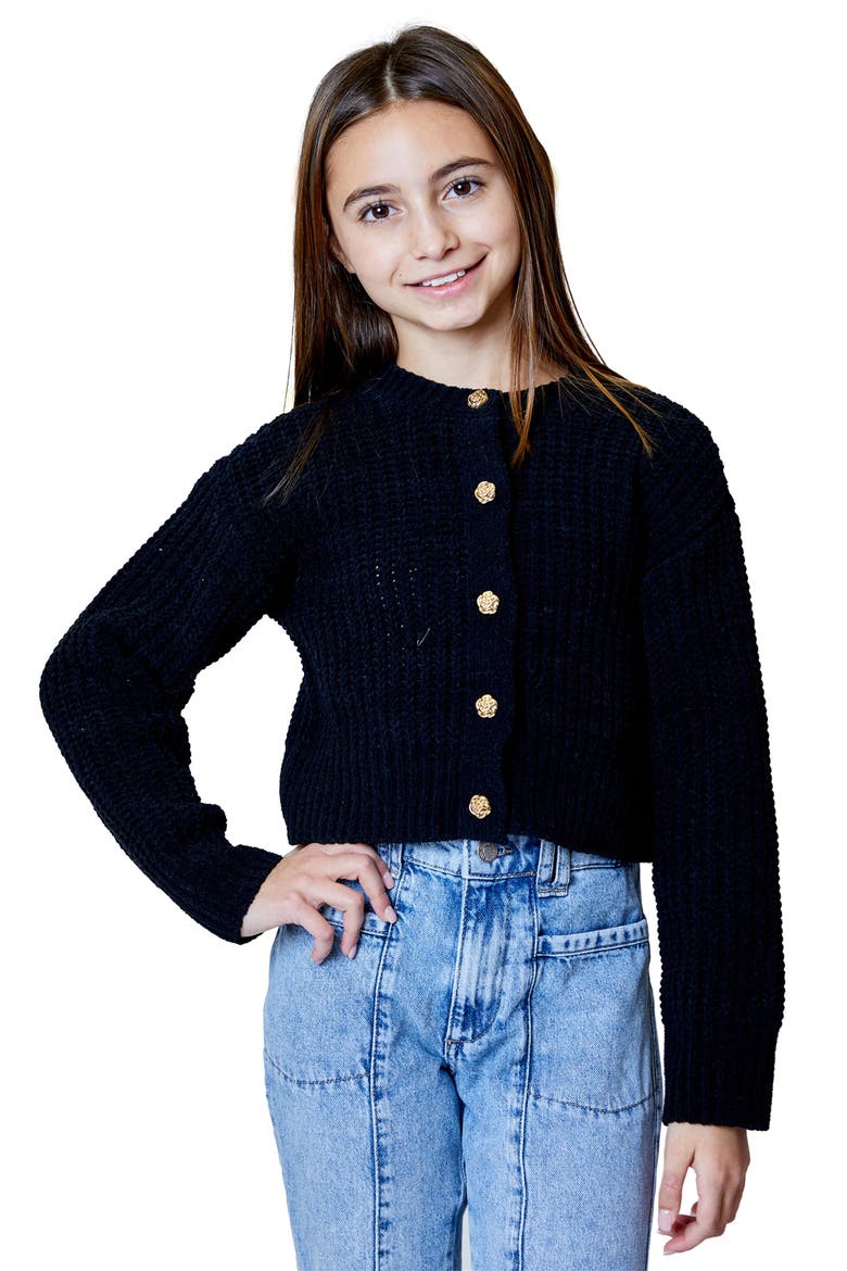 Kids' Solid Cardigan, Main, color, BLACK COMBO