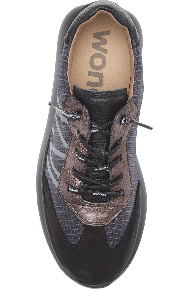 Wonders A-4001 Platform Sneaker, Alternate, color, Nbk Black/ Grid.black/ E.plomo